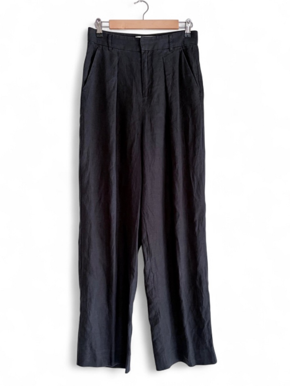 Mara Hoffman Eldora Black High Waist Pleat Front 100% Hemp Pants Size 4